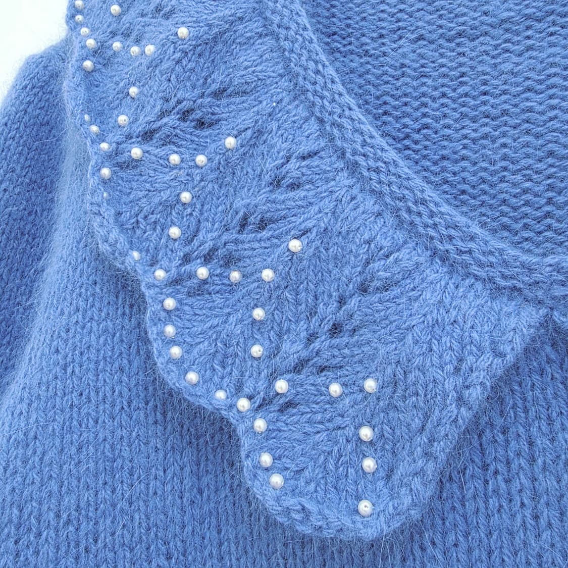 베이비블루  앙고라 빅카라 진주 반팔니트 상품이미지6