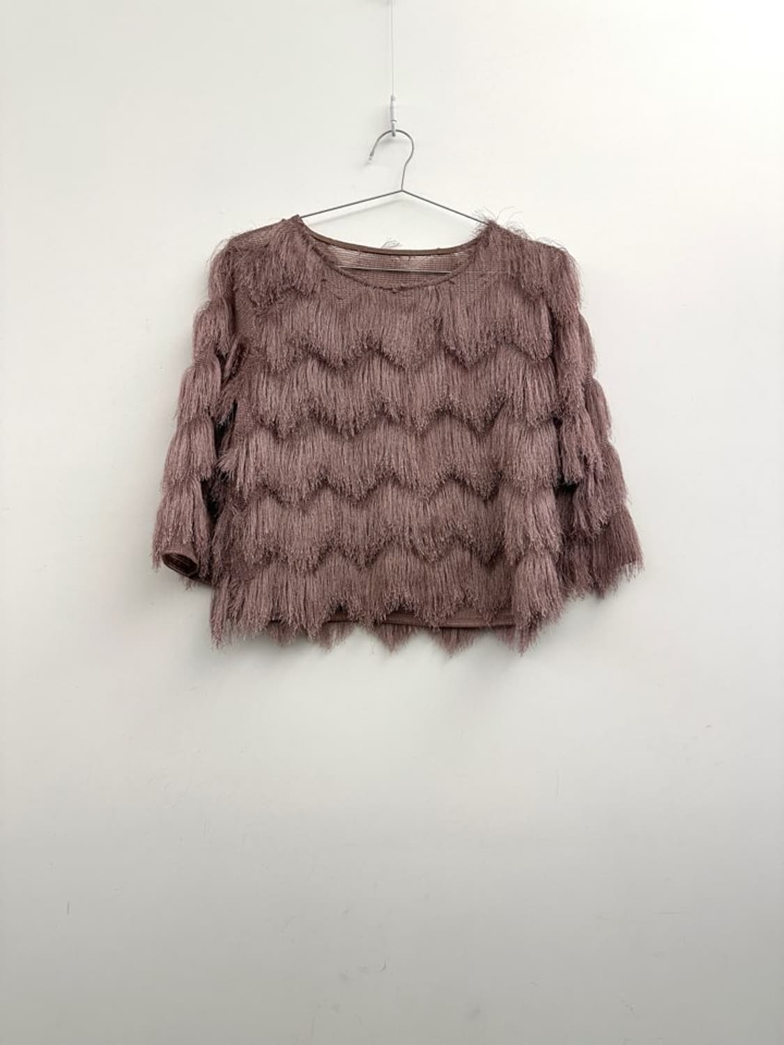Tassel glossy layered top / baby pink 상품이미지4