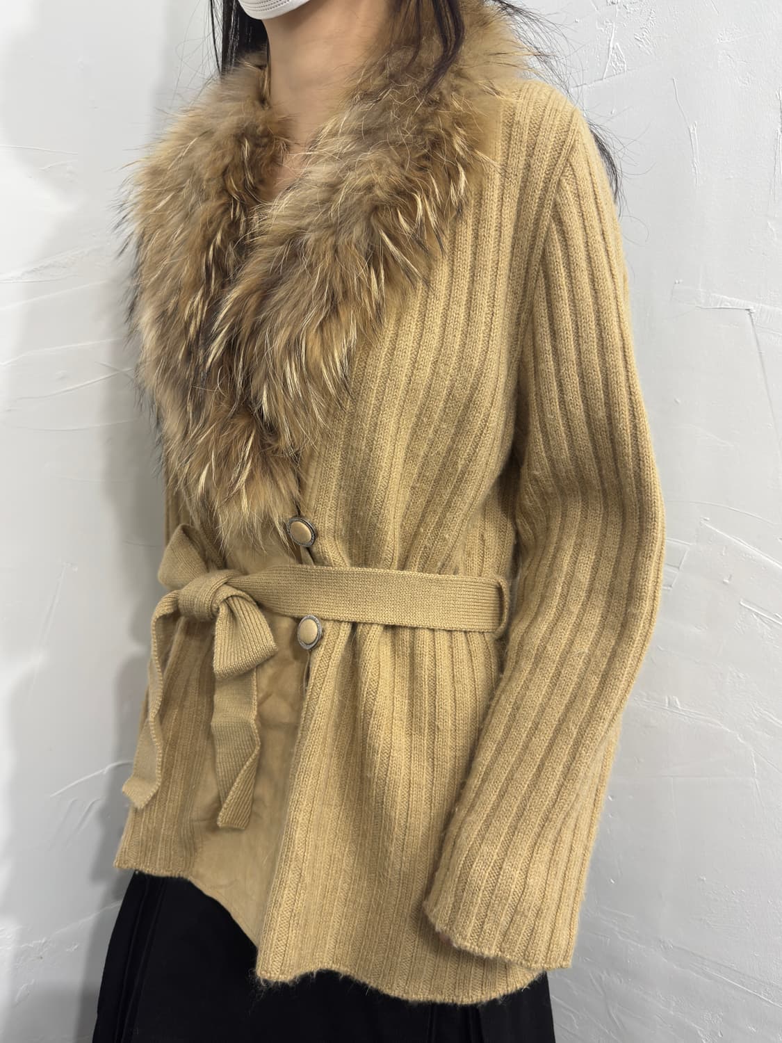 Courreges fur wool cardi coat 상품이미지5