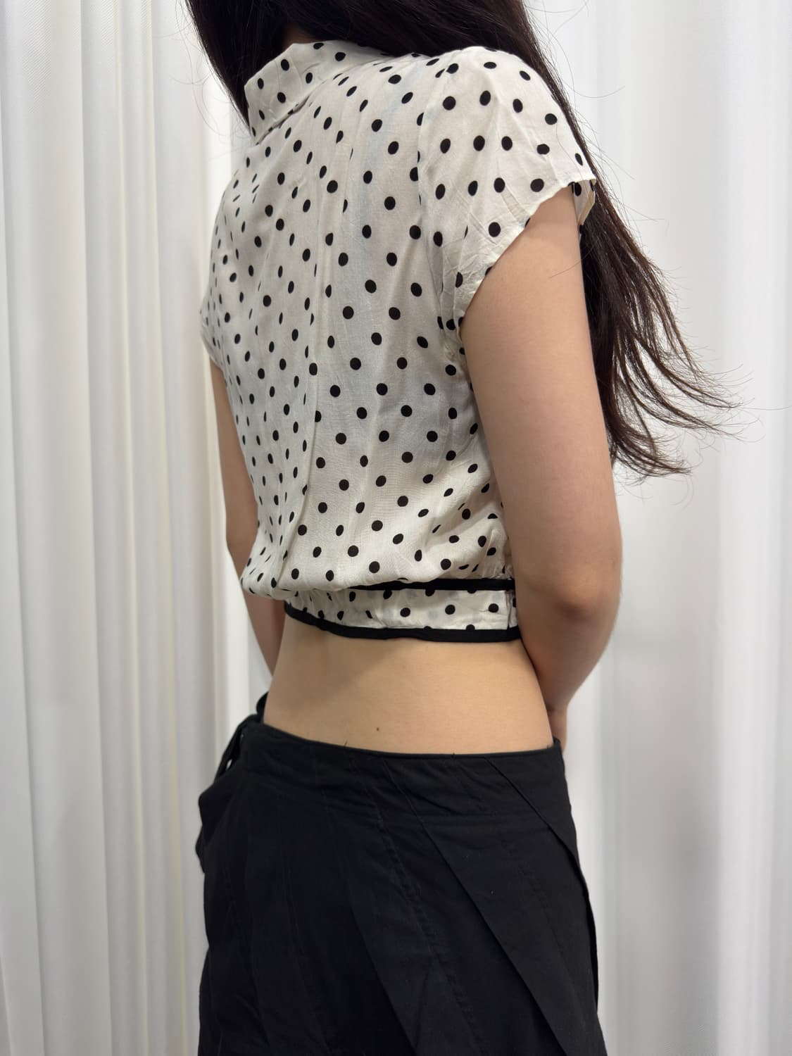 ozoc dot crop blouse 상품이미지3