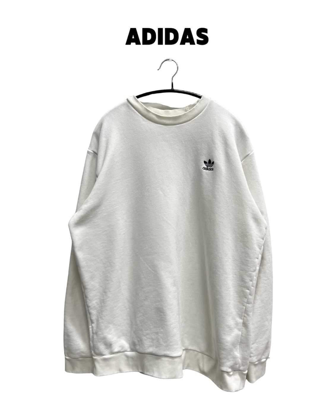 (4XL) 아디다스 스몰 자수로고 맨투맨 화이트 상품이미지1