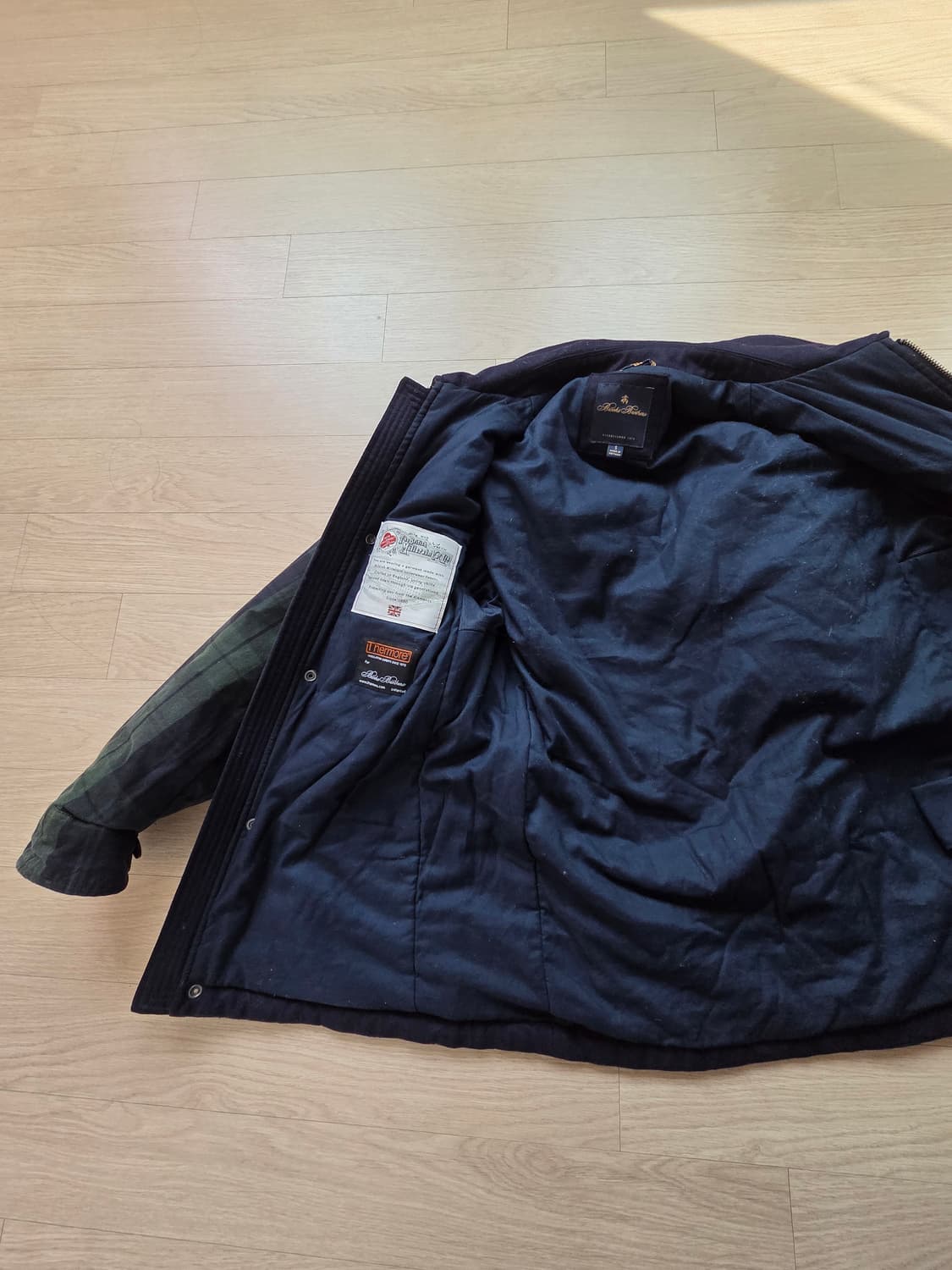 브룩스 브라더스 블랙와치 왁스 패디드 재킷 남성 s  상품이미지5