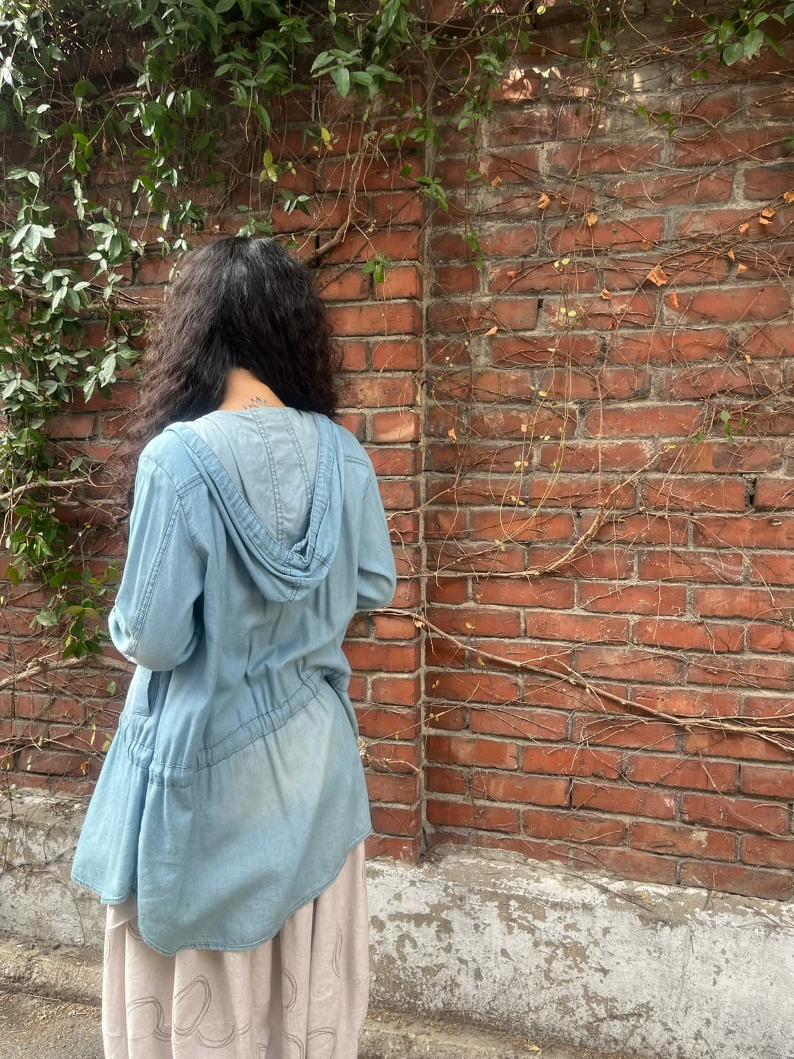 연청 데님 컬러 면 후드 자켓 상품이미지5