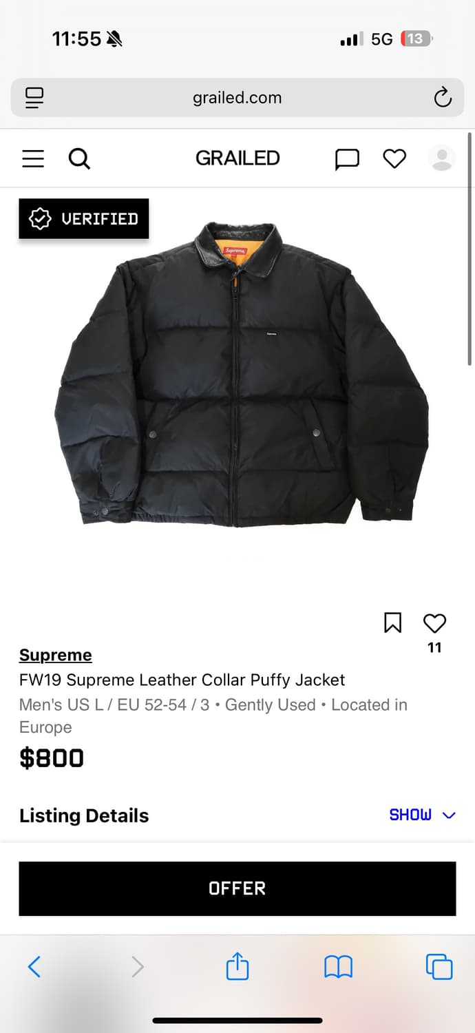 슈프림 레더 카라 푸퍼 자켓 M 상품이미지7