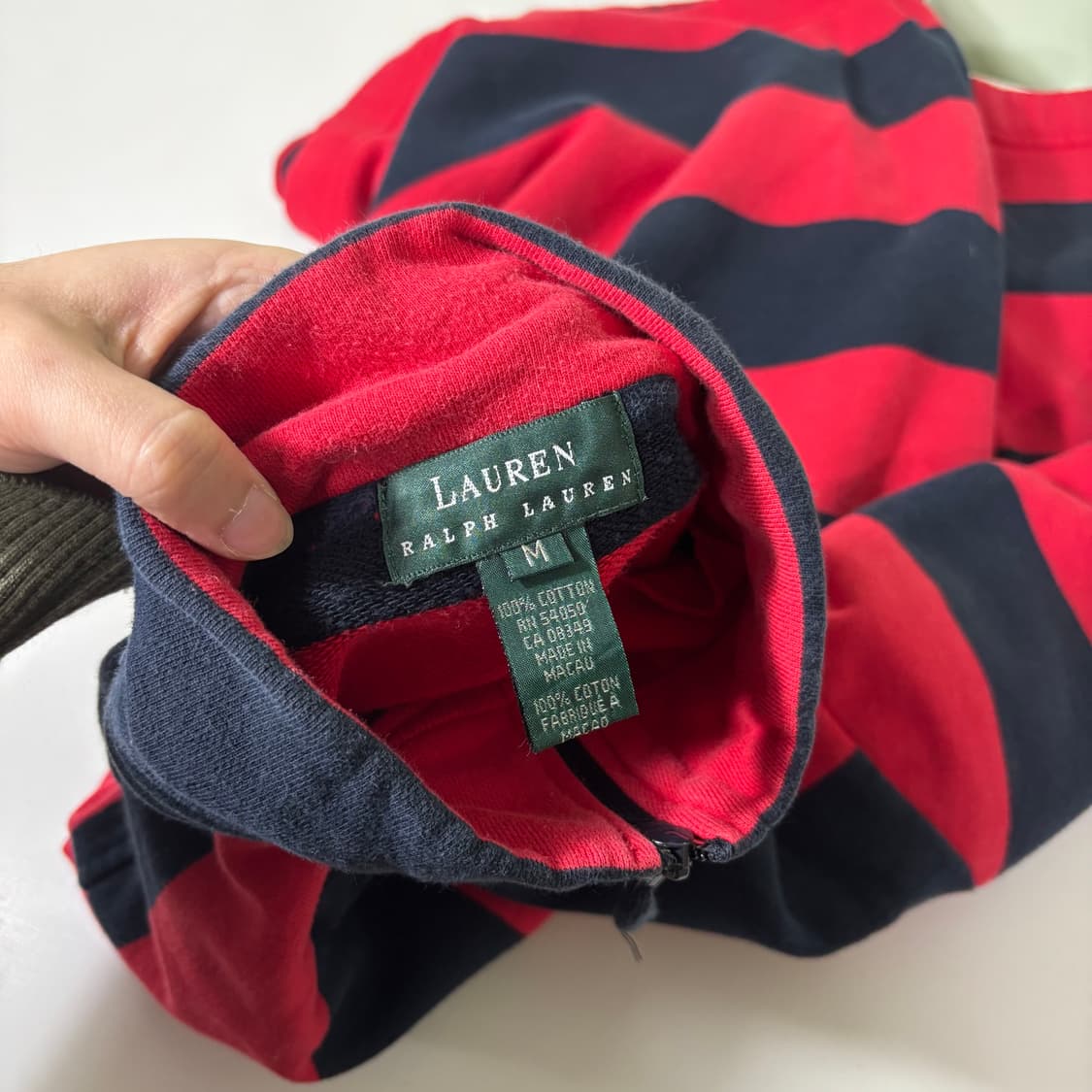 M 폴로 로렌 랄프로렌 빨남 코튼 단가라 반집업맨투맨 상품이미지4
