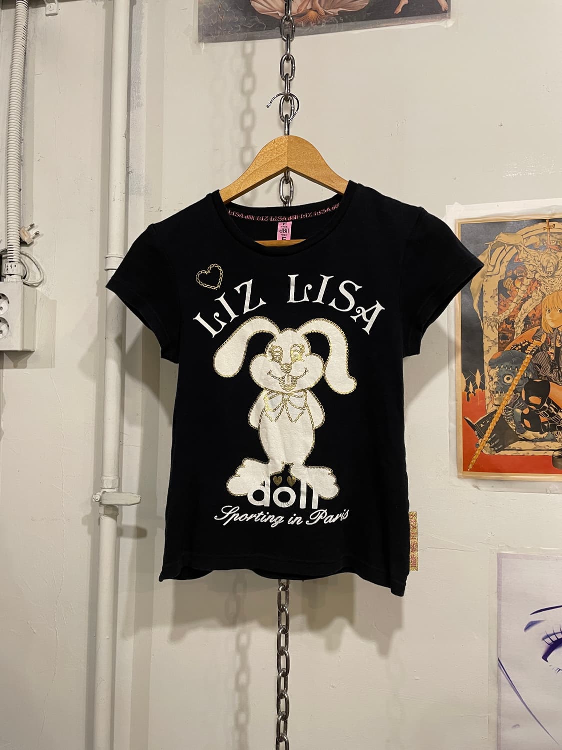 liz lisa doll 리즈리사돌 글리터 토끼 블랙 티셔츠 갸루 키치 상품이미지1