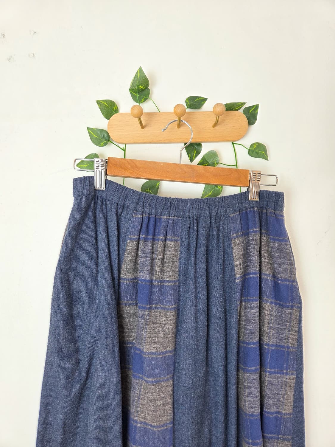 체크 패치워크 롱스커트 상품이미지2