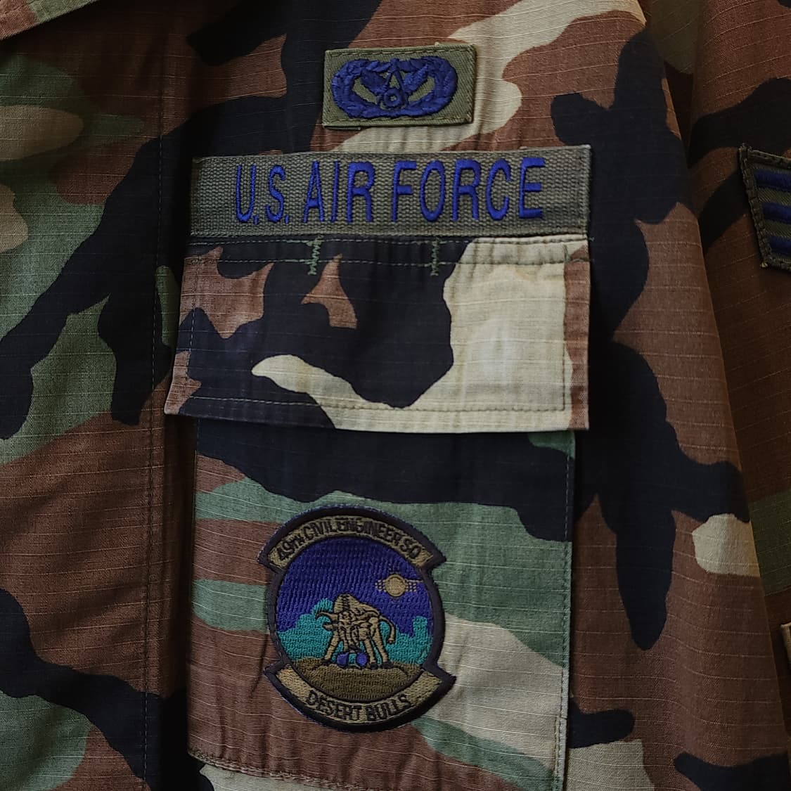90s 미군 BDU 카모셔츠 우드랜드 에어포스 미디움 레귤러 상품이미지6