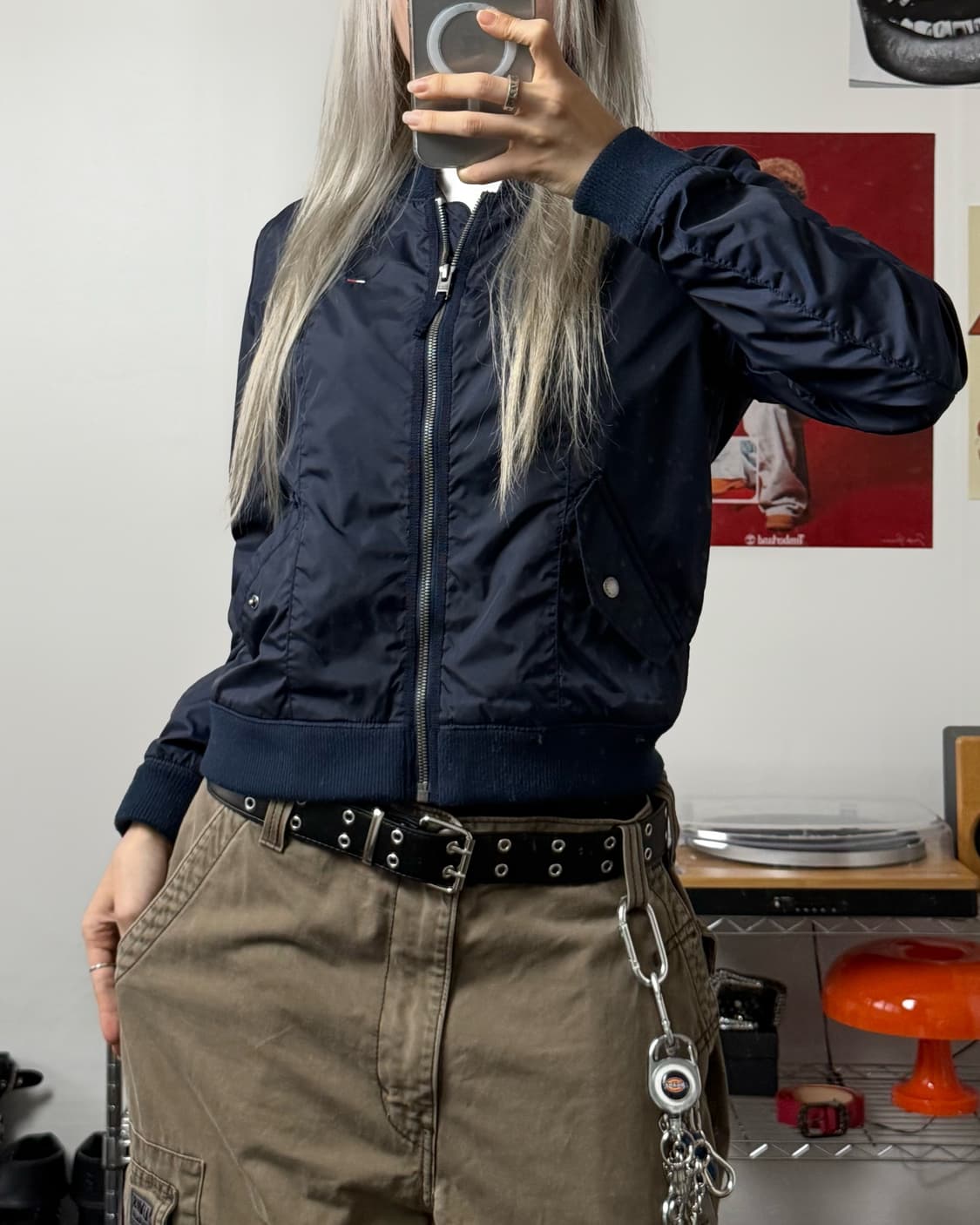 타미힐피거 00s 나일론 블루종 자켓 네이비 상품이미지1