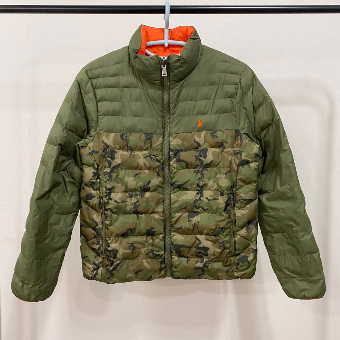 폴로 랄프로렌 신형 카모 오렌지 리버시블 경량 패딩 상품이미지1