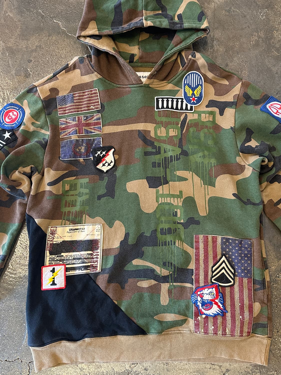 밀리터리 카모플라쥬 패치 후드티 XL 상품이미지3