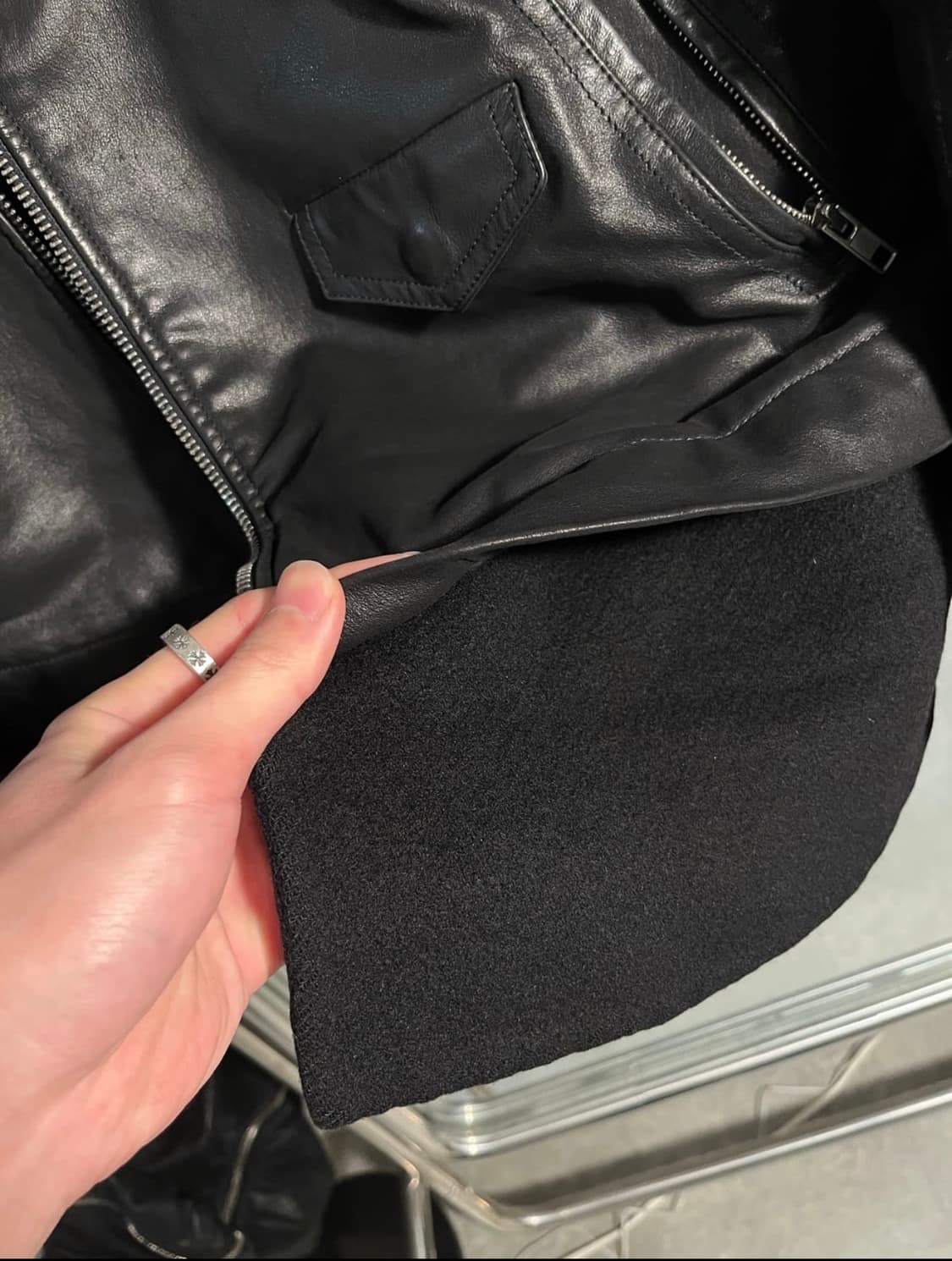 14fw 릭 오웬스 stoogie 캐시미어 도킹 카프 레더자켓 상품이미지5