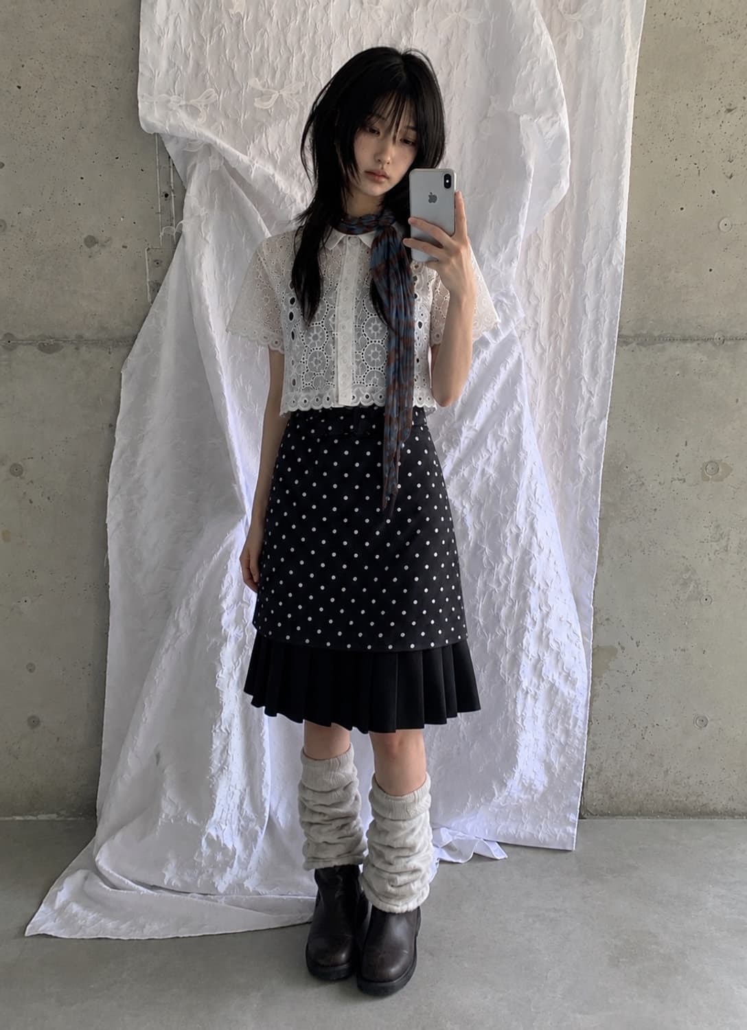 빈티지 도트 레이어드 코디 set 상품이미지1
