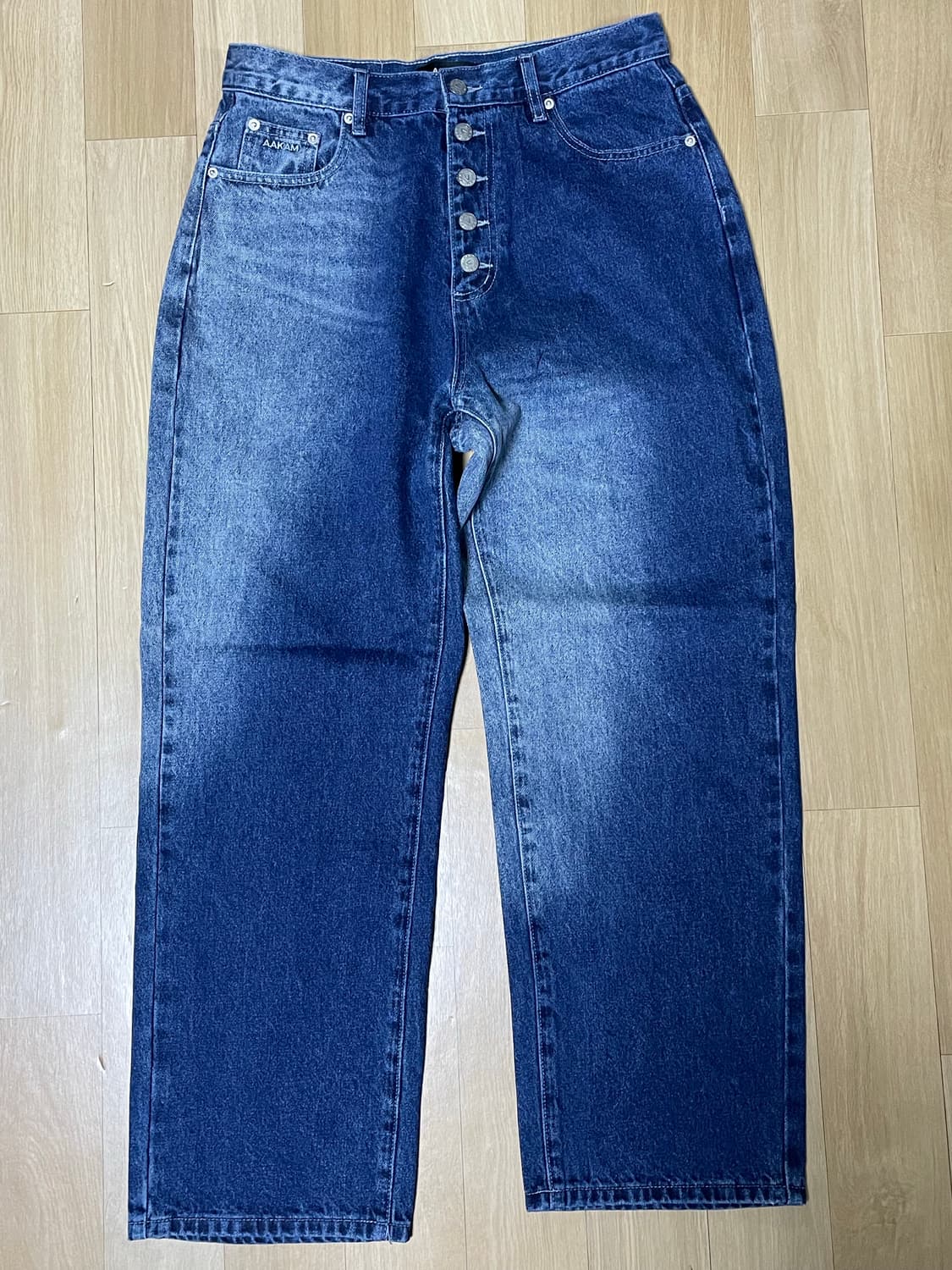 아캄 Side Washed Button Denim Pants (Blue) 상품이미지4