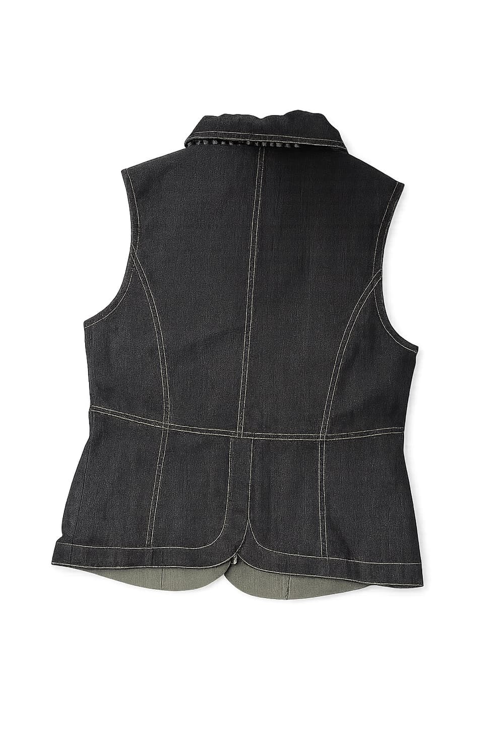 체크 디테일 데님 베스트 상품이미지5