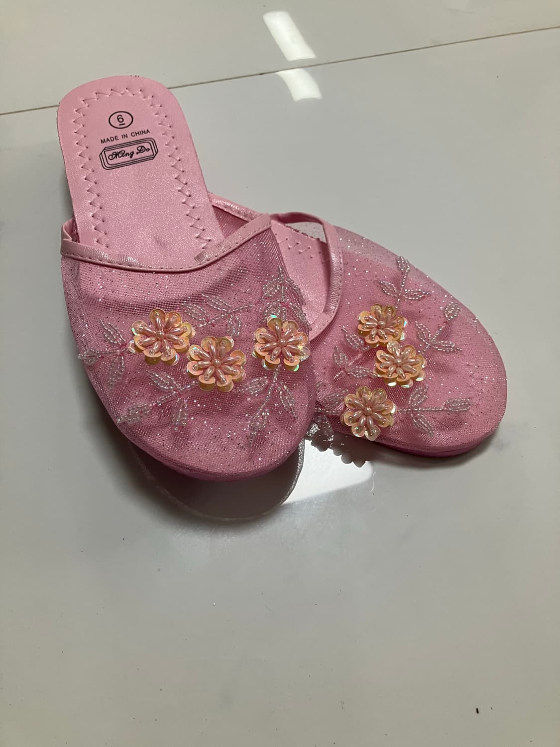 2000s Y2K 메쉬 샌들 슬리퍼 세퀸 뮬 연 하늘색 상품이미지2