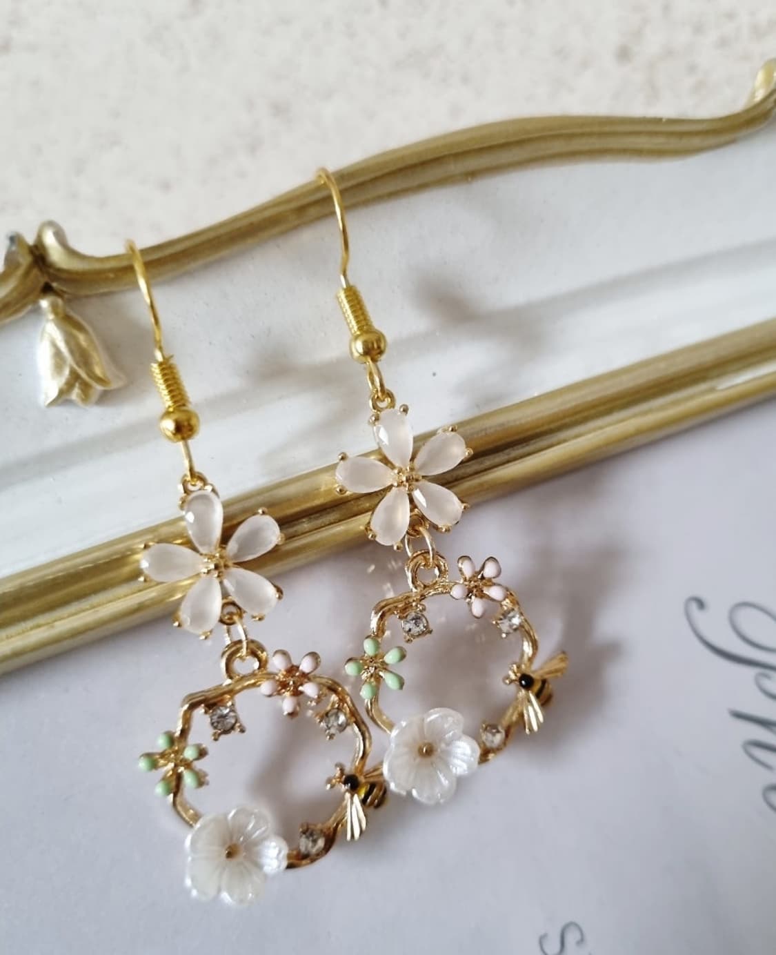 새상품 핸드메이드 )꽃귀걸이 상품이미지2