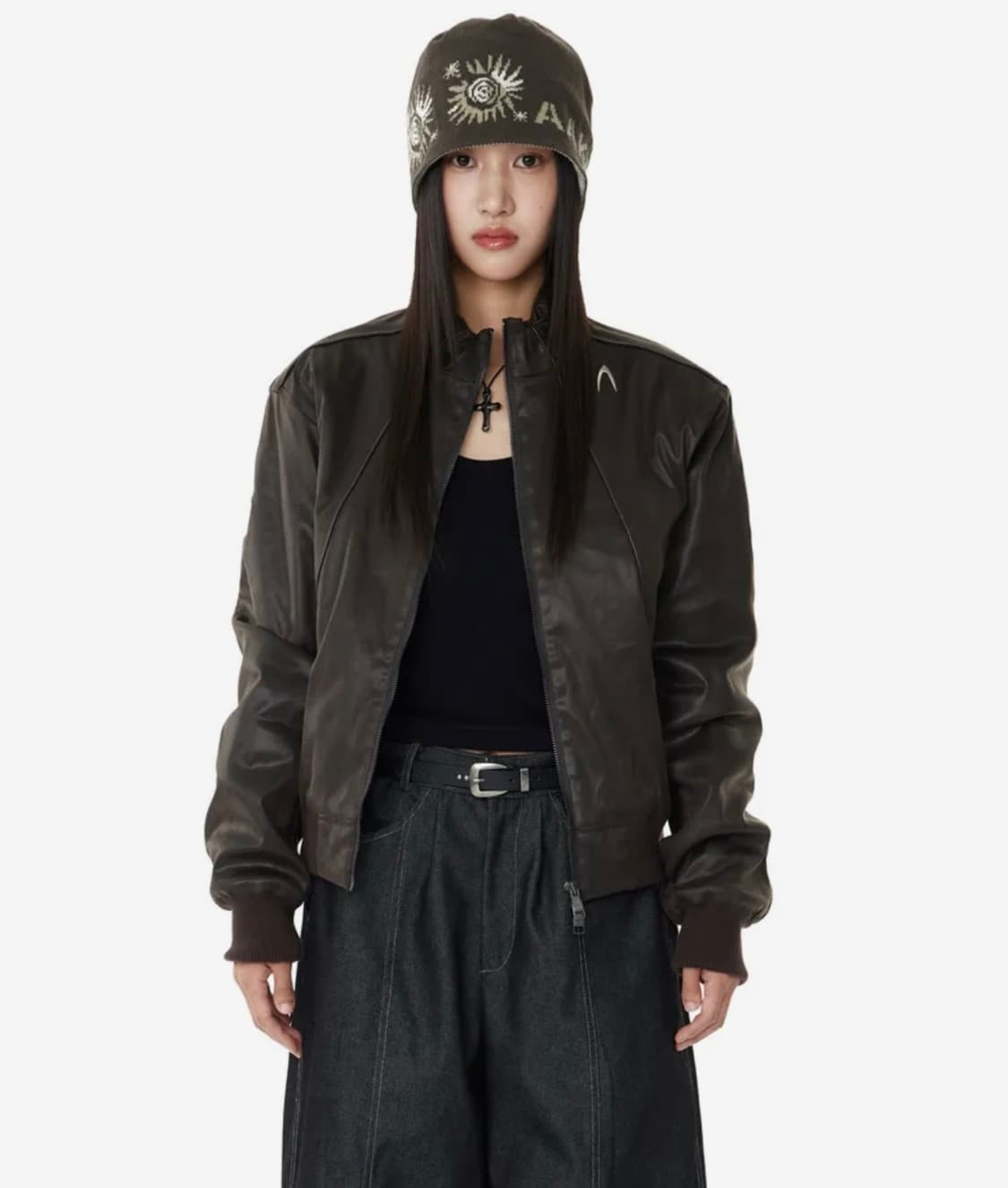 아캄 piping leather bluson 자켓 상품이미지1