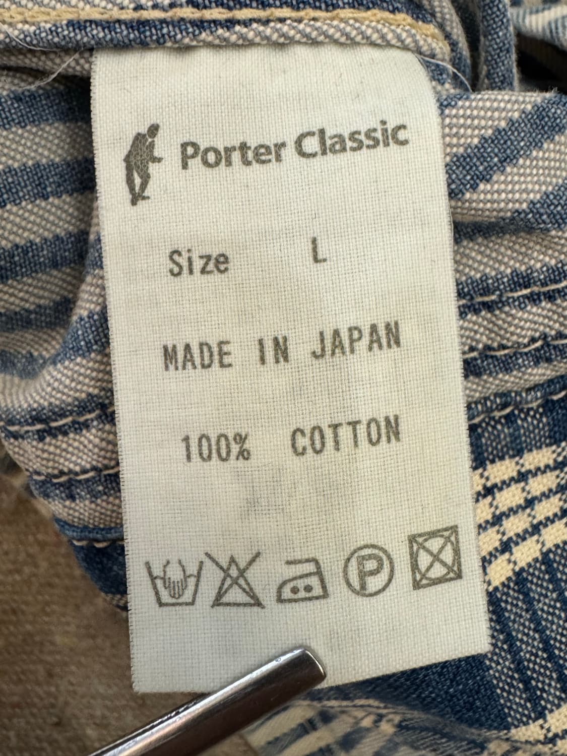 [L] 포터클래식 패치워크 스트라이프 블루종 데님 자켓  상품이미지9