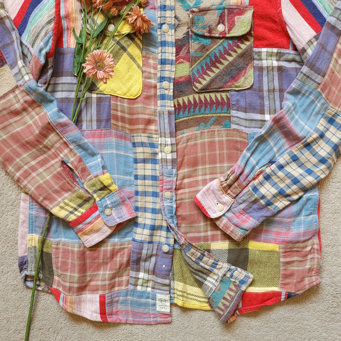 폴로 데님앤서플라이 패치워크 투포켓 체크셔츠 M 상품이미지6