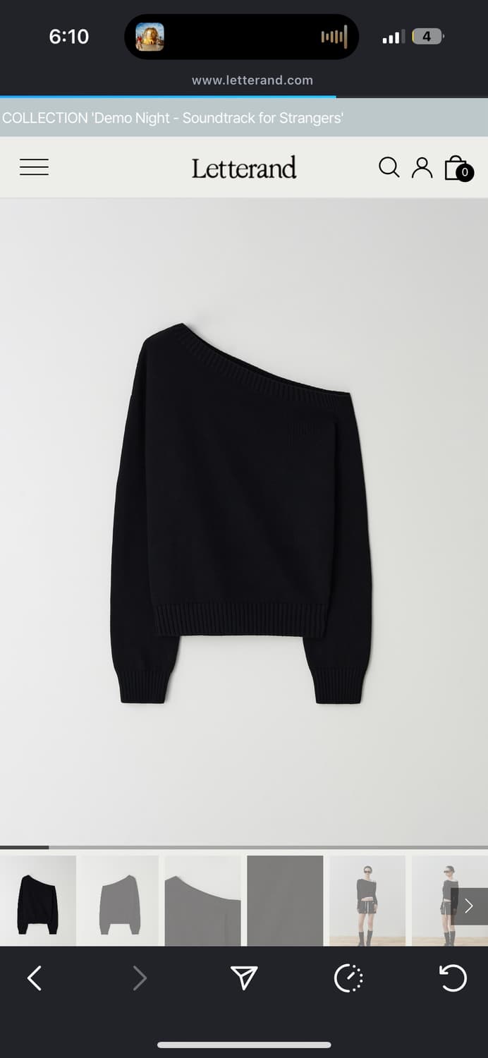 Letterand 원숄더 니트 블랙 상품이미지1
