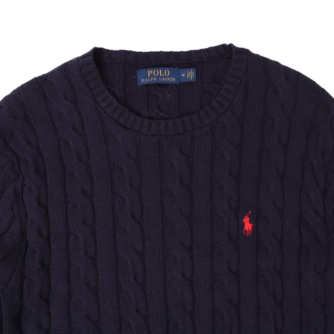 폴로 랄프로렌 네이비 레드 포니 코튼 케이블 니트 상품이미지2
