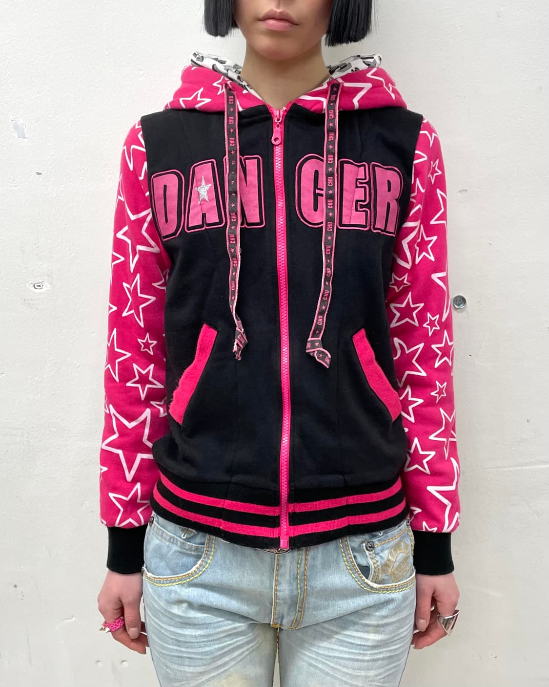 Dancer Pink Star Layered Star Hooded Zip 상품이미지3