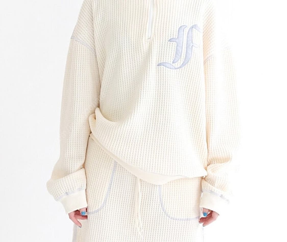 샵페어리 와플 집업 아이보리 상품이미지1