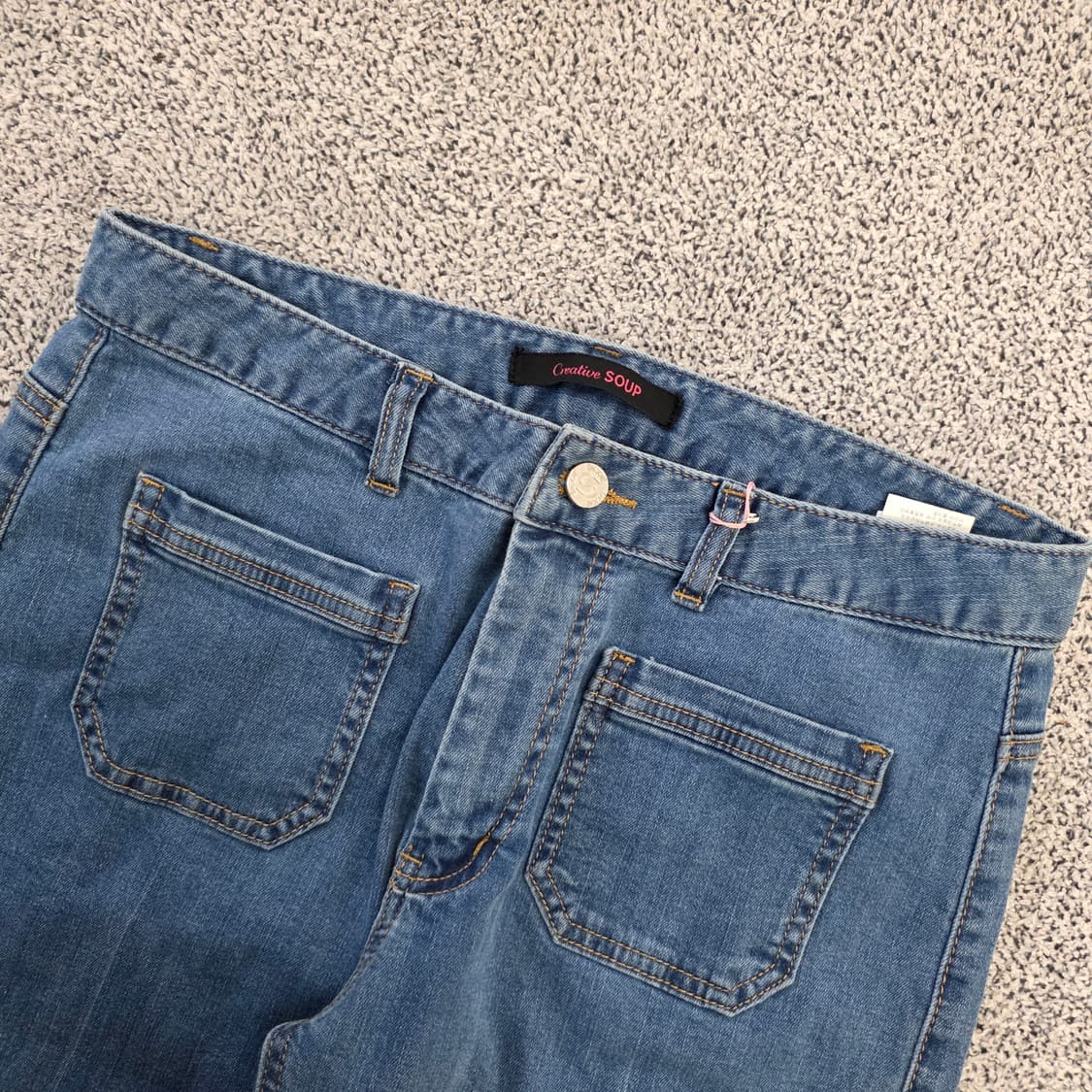 [75] SOUP 숲 여성 앞포켓 중청 와이드 데님 바지 청바지  011 상품이미지2