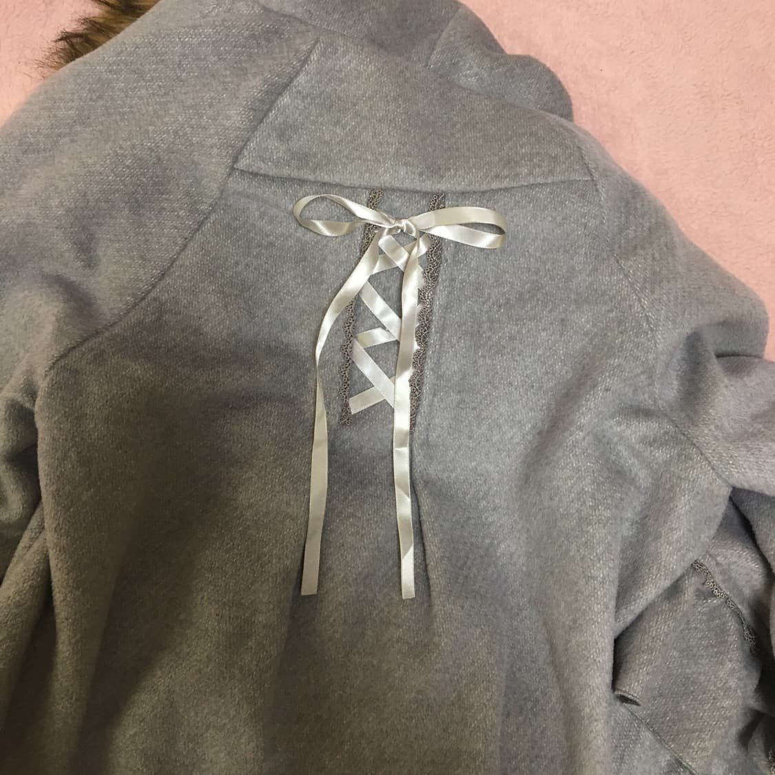 엑시즈팜 빈티지 케이프 코트 레이스 퍼 사와코 모리걸 라떼갸루 상품이미지3