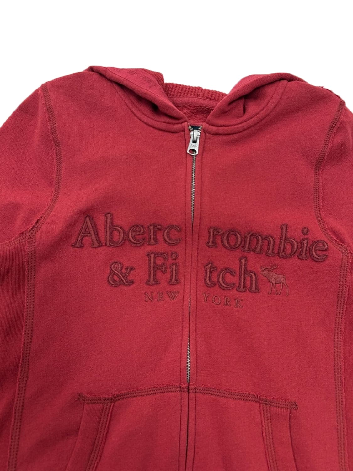 빈티지 아베크롬비 레드 로고 후드집업 상품이미지3