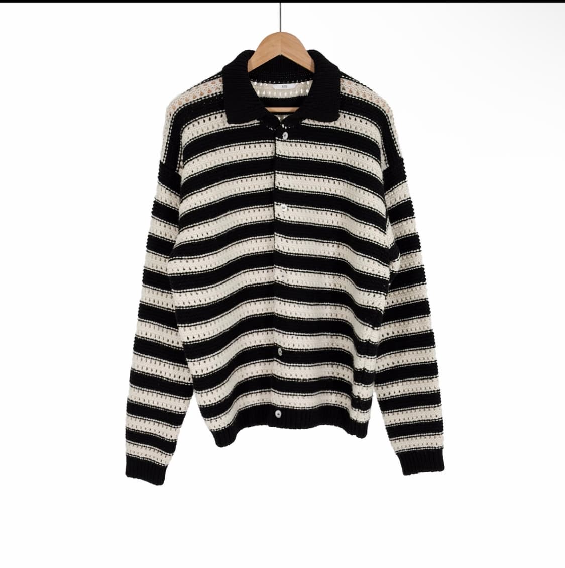 [L] STU 에스티유 남성 울 카라 스프라이트 가디건 블랙 상품이미지1