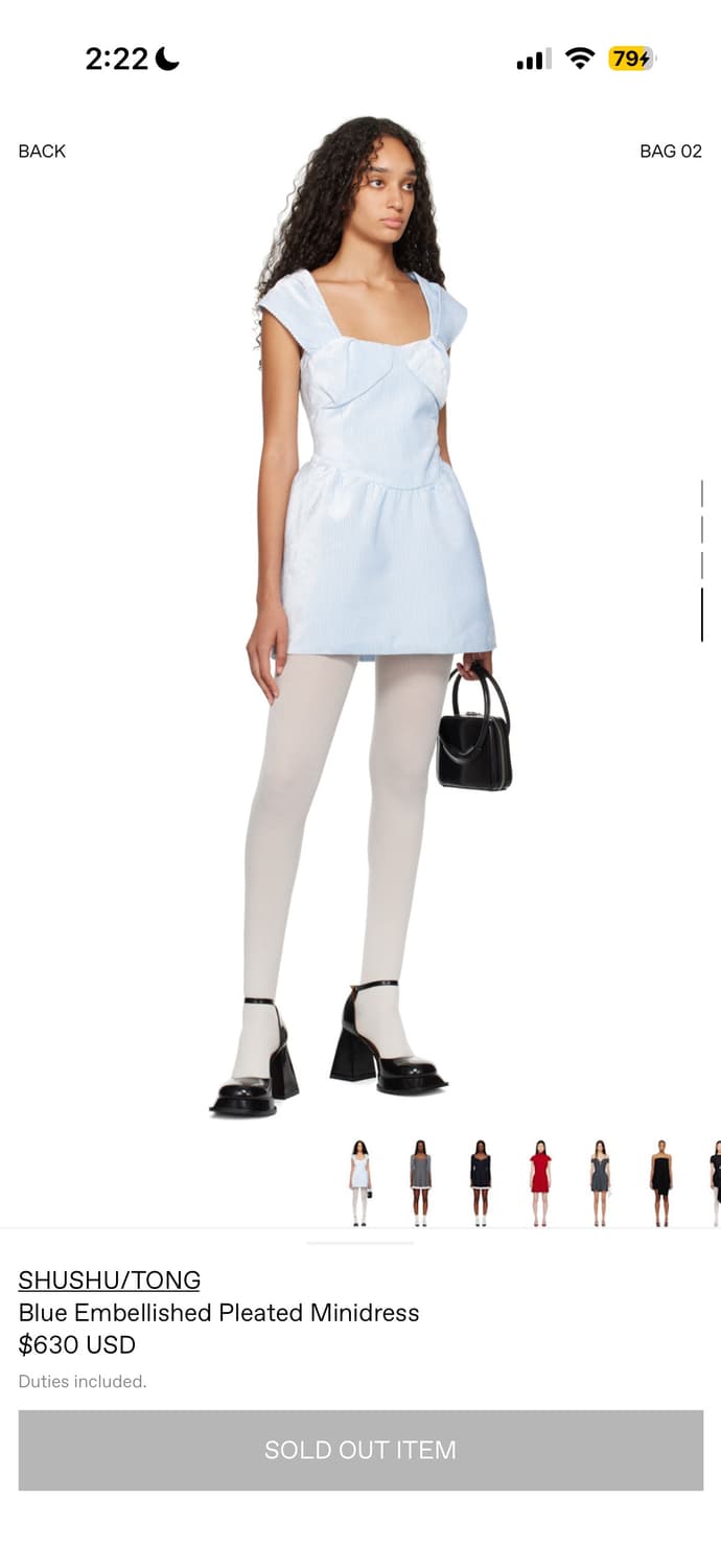 (교환O) 슈슈통 blue embellished pleated 미니드레스 상품이미지2