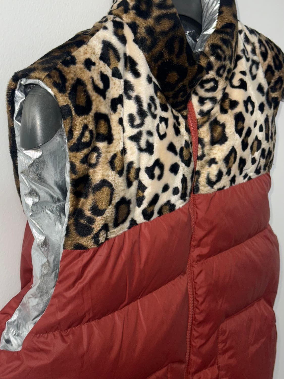 빈티지 호피 리버시블 패딩 조끼 S 상품이미지3