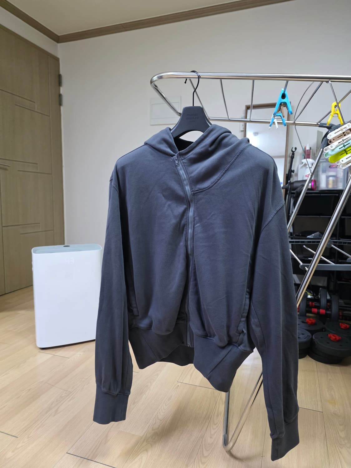 ÉÉ_ MENS GARMENT DYED CURVED HOODED ZIP  상품이미지1