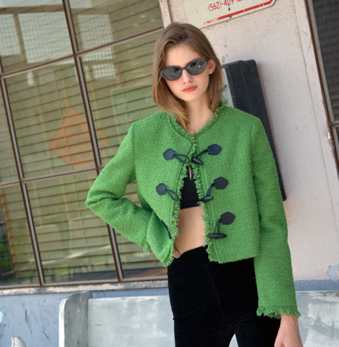 320쇼룸(320SHOWROOM) 토글버튼 프린지 트위드자켓 55 상품이미지1