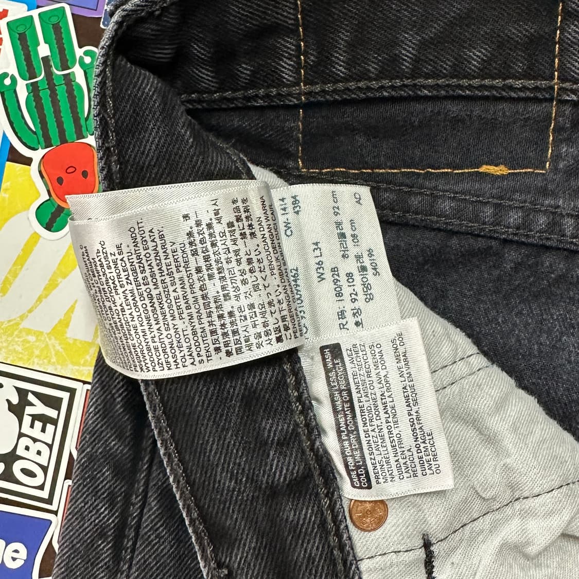 리바이스 501 블랙 진 데님 팬츠 36 상품이미지10