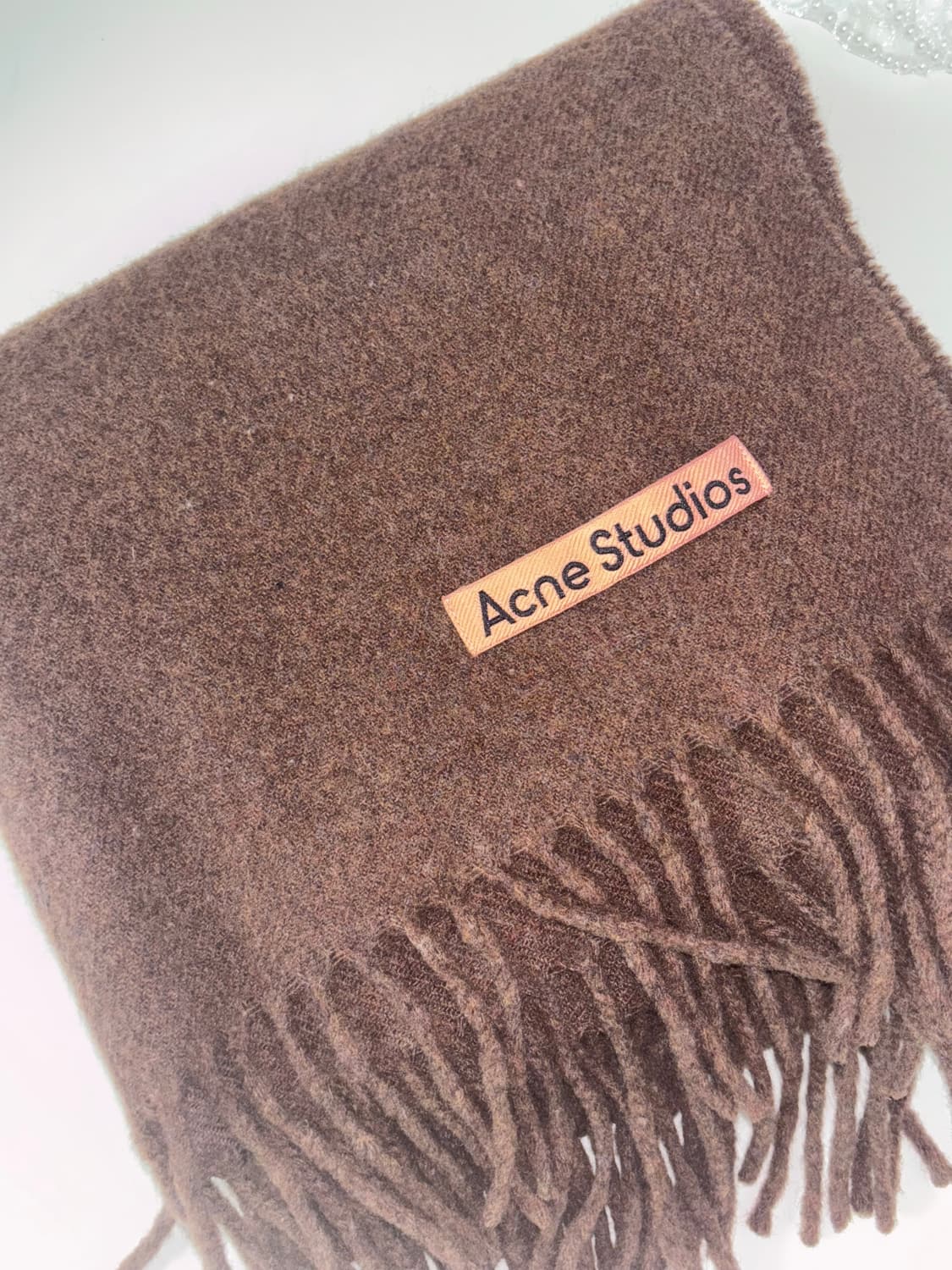 아크네 스튜디오 머플러 브라운 프린지 울 스카프 슬림 상품이미지3