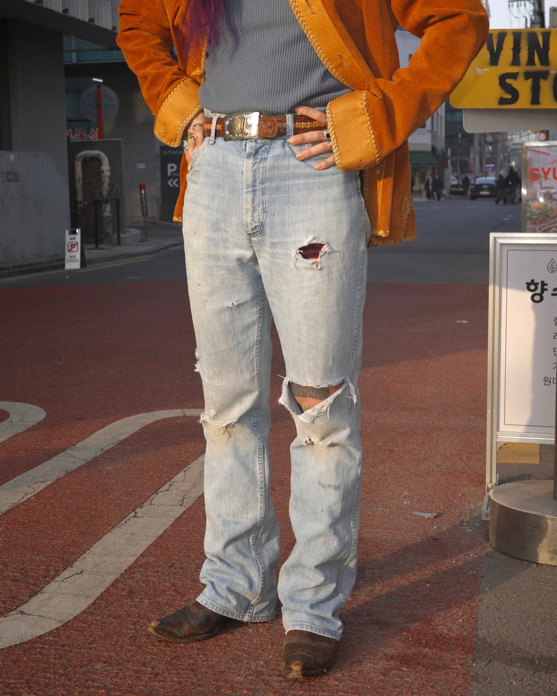 70‘s Wrangler 디스트레스드 데님 플레어 팬츠 상품이미지9