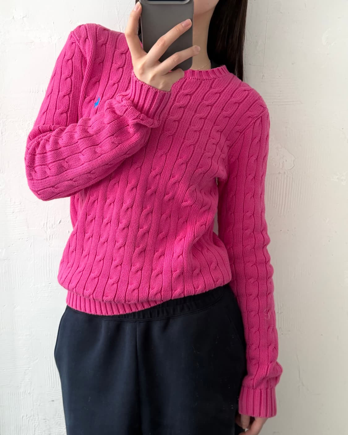 Polo 폴로 랄프로렌 쿨핑크컬러 케이블 코튼 니트 상품이미지1