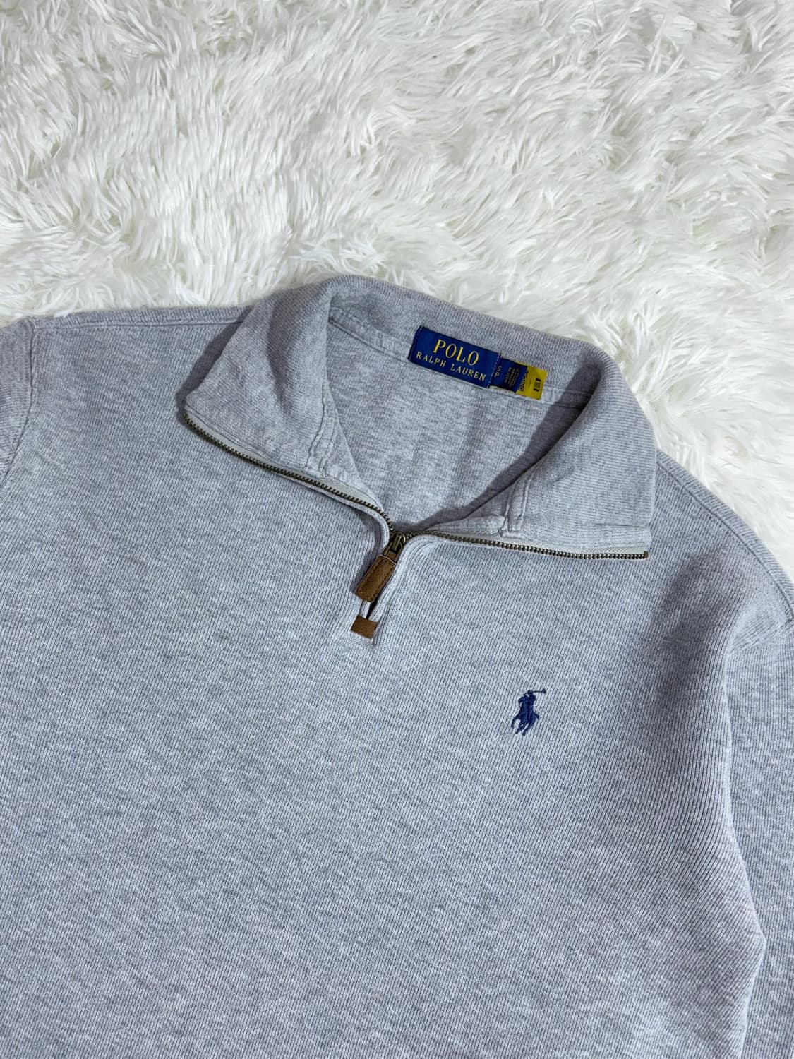 폴로 랄프로렌 QR 그레이 포니 반집업 니트  상품이미지5