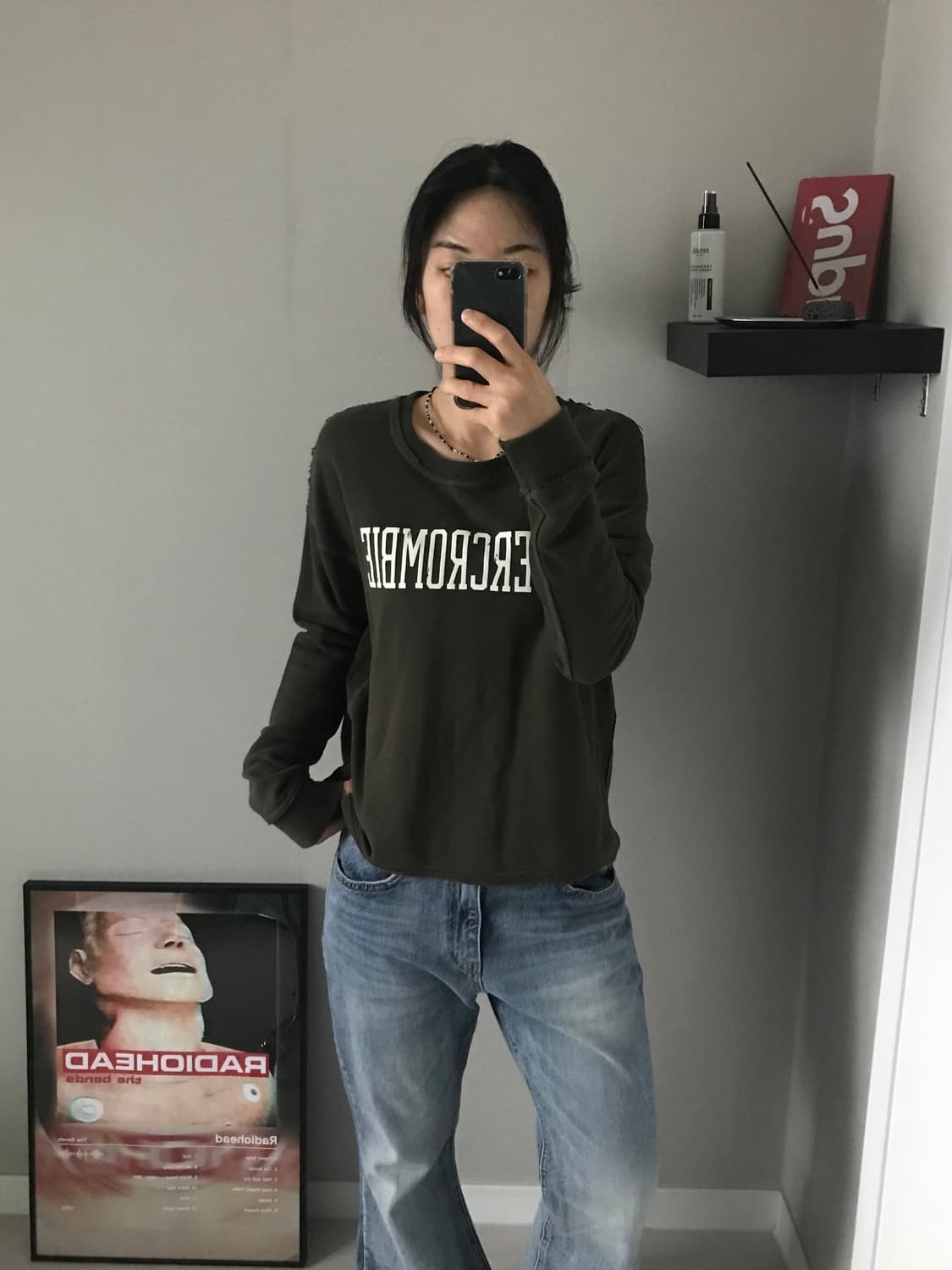 아베크롬비 중앙 프린팅 카키 롱 슬리브티 상품이미지2