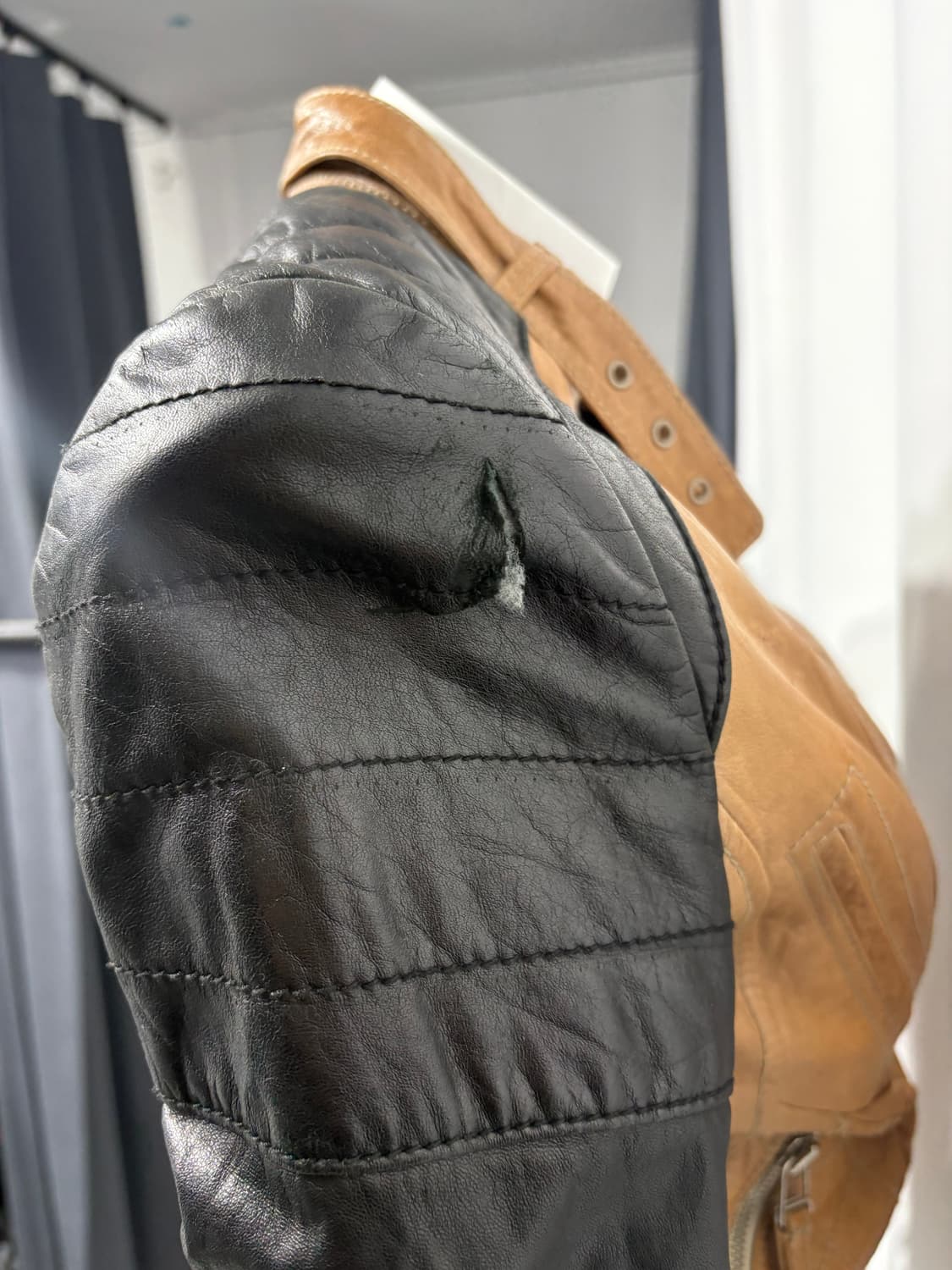 🎸블랙 & 브라운 레더 자켓 상품이미지7