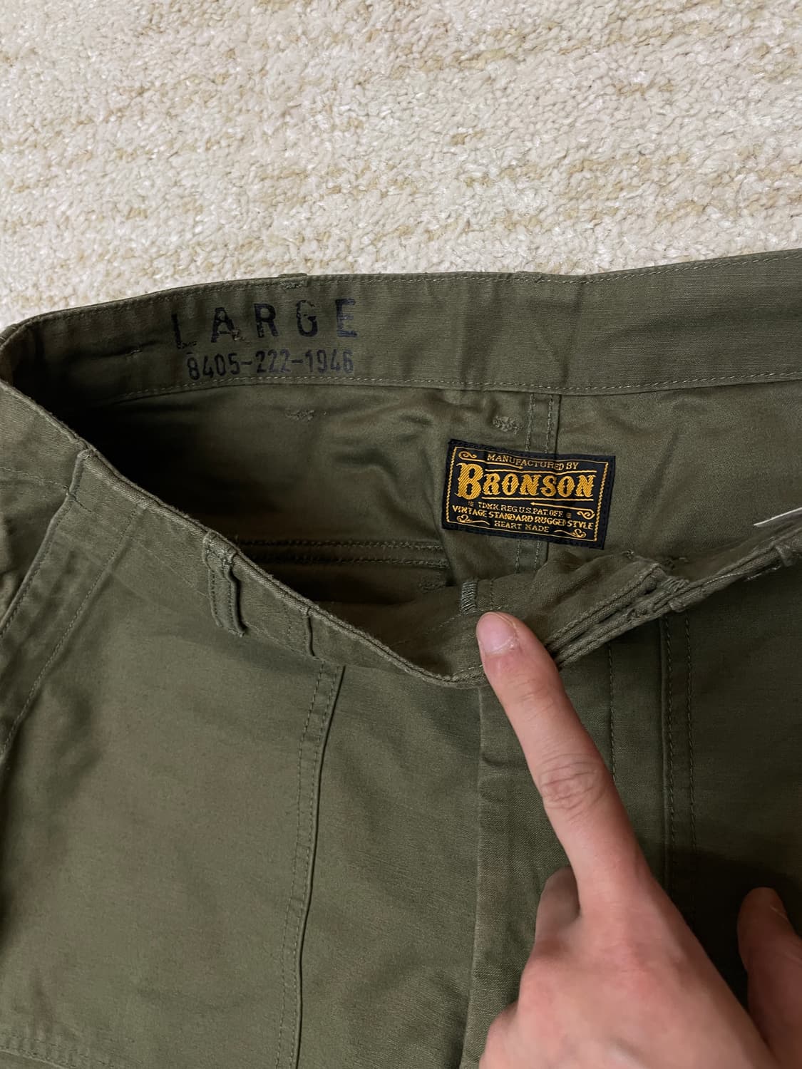[L] 브론슨 1947 유틸리티 퍼티그 팬츠 올리브 상품이미지2