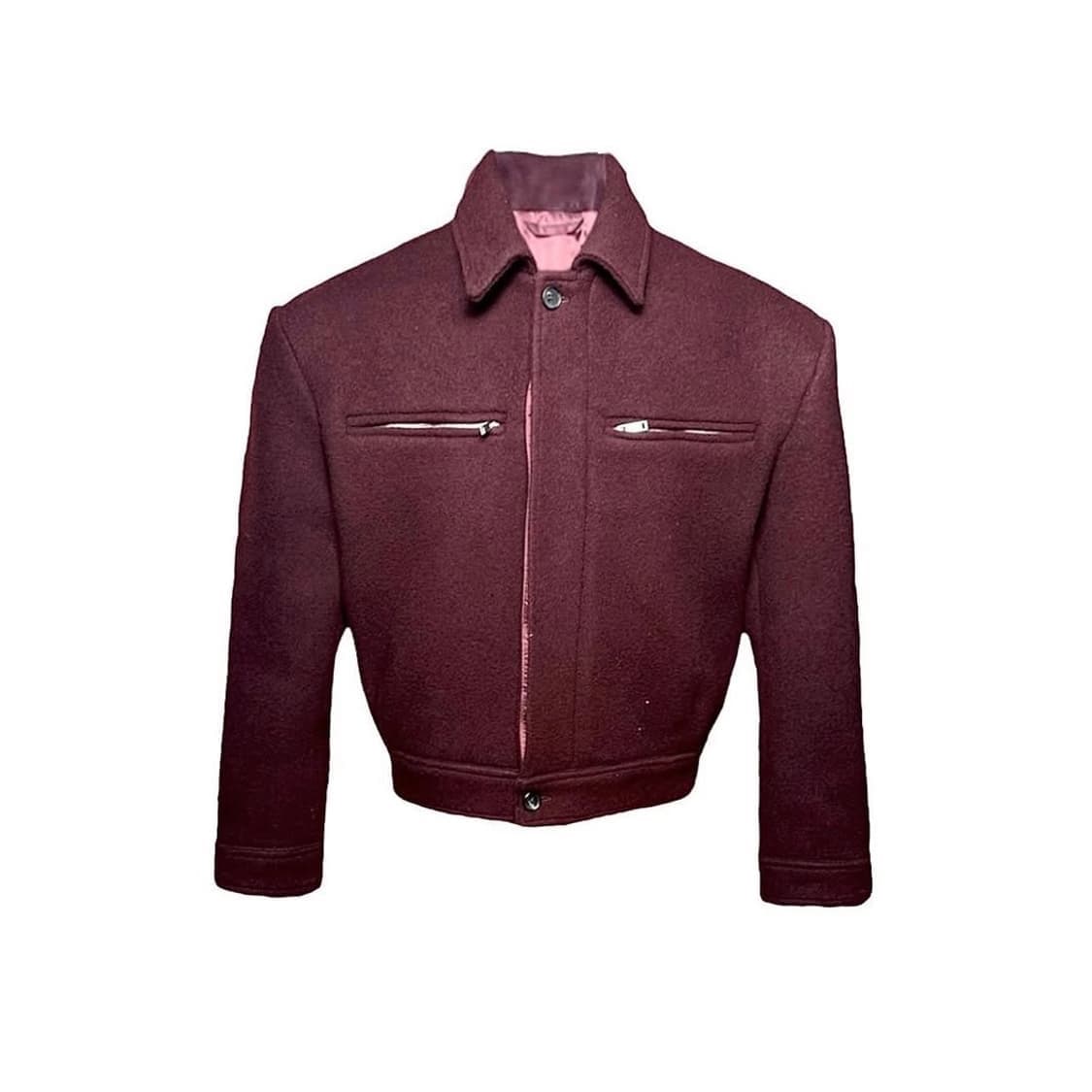 (Os) 아워글래스 울 크롭 파워숄더 자켓 와인 상품이미지1