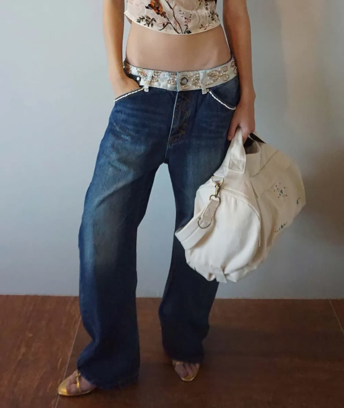 스컬프터 Beaded Waist Denim Pants xs 상품이미지1