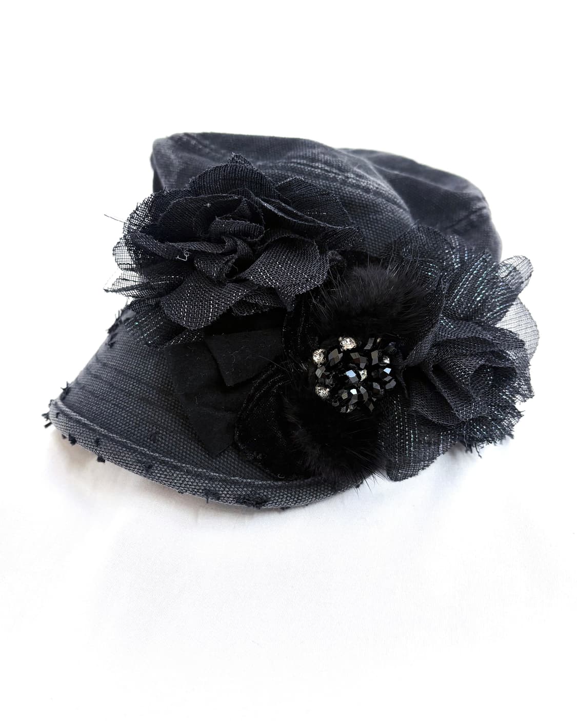 Custom🐾)Dark-washing net flower cap 상품이미지1