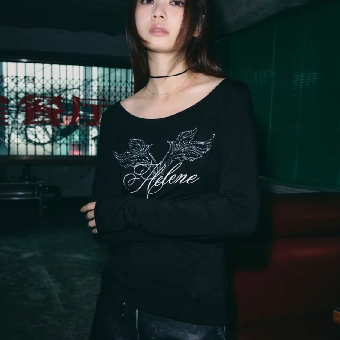 헬레네파리스 엔젤 레터링 큐빅 롱슬리브 블랙 상품이미지4