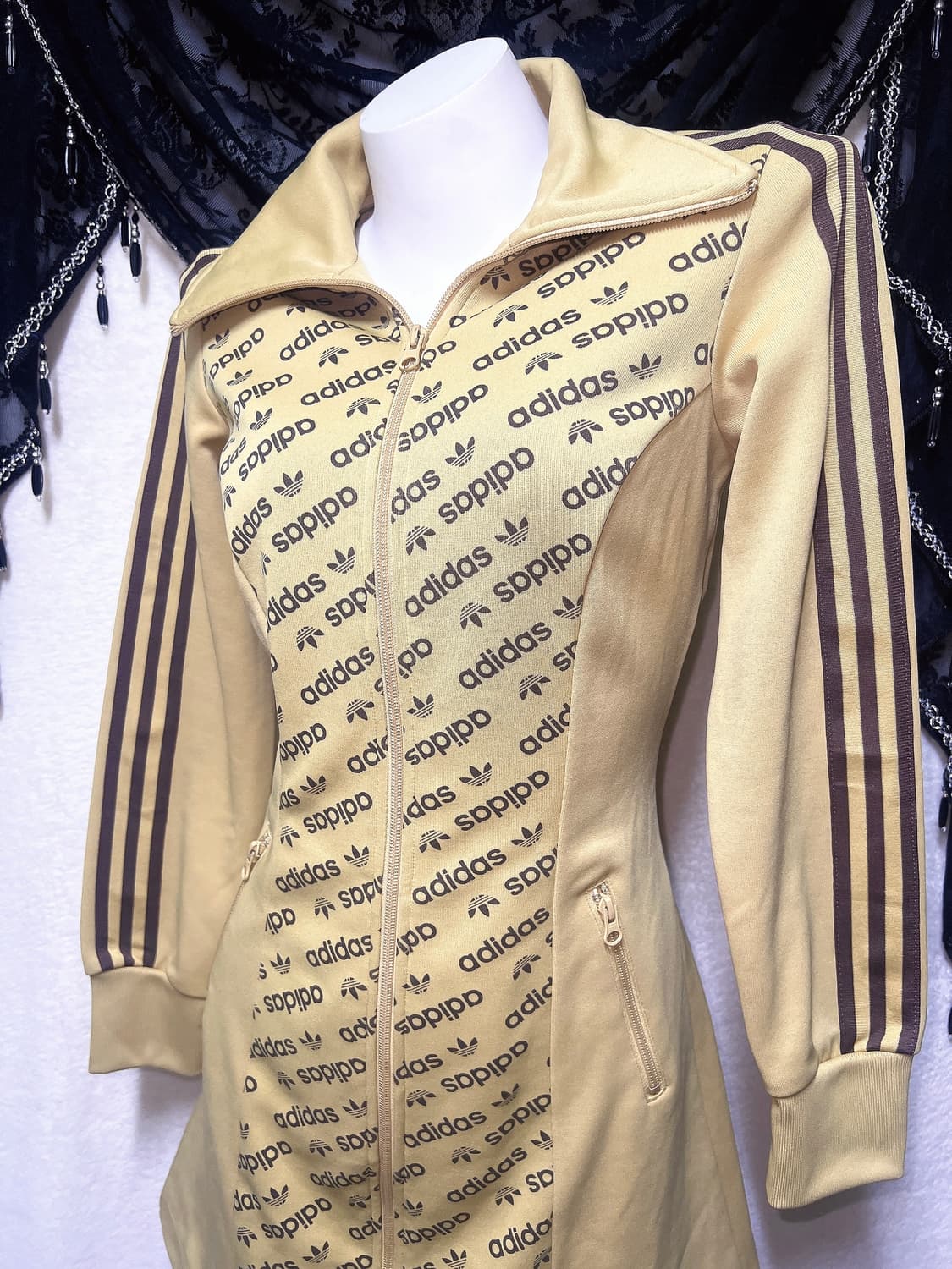 아디다스 베이지 브라운 져지 저지 집업 투웨이원피스 삼선 트랙 올드스쿨 상품이미지5
