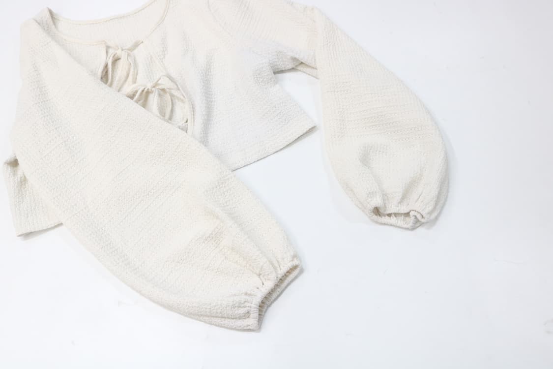 GRL 그레일 빈티지 아이보리 셔링 리본 크롭 카디건 F 상품이미지5